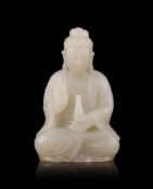 A Chinese pale celadon jade craving of Buddha