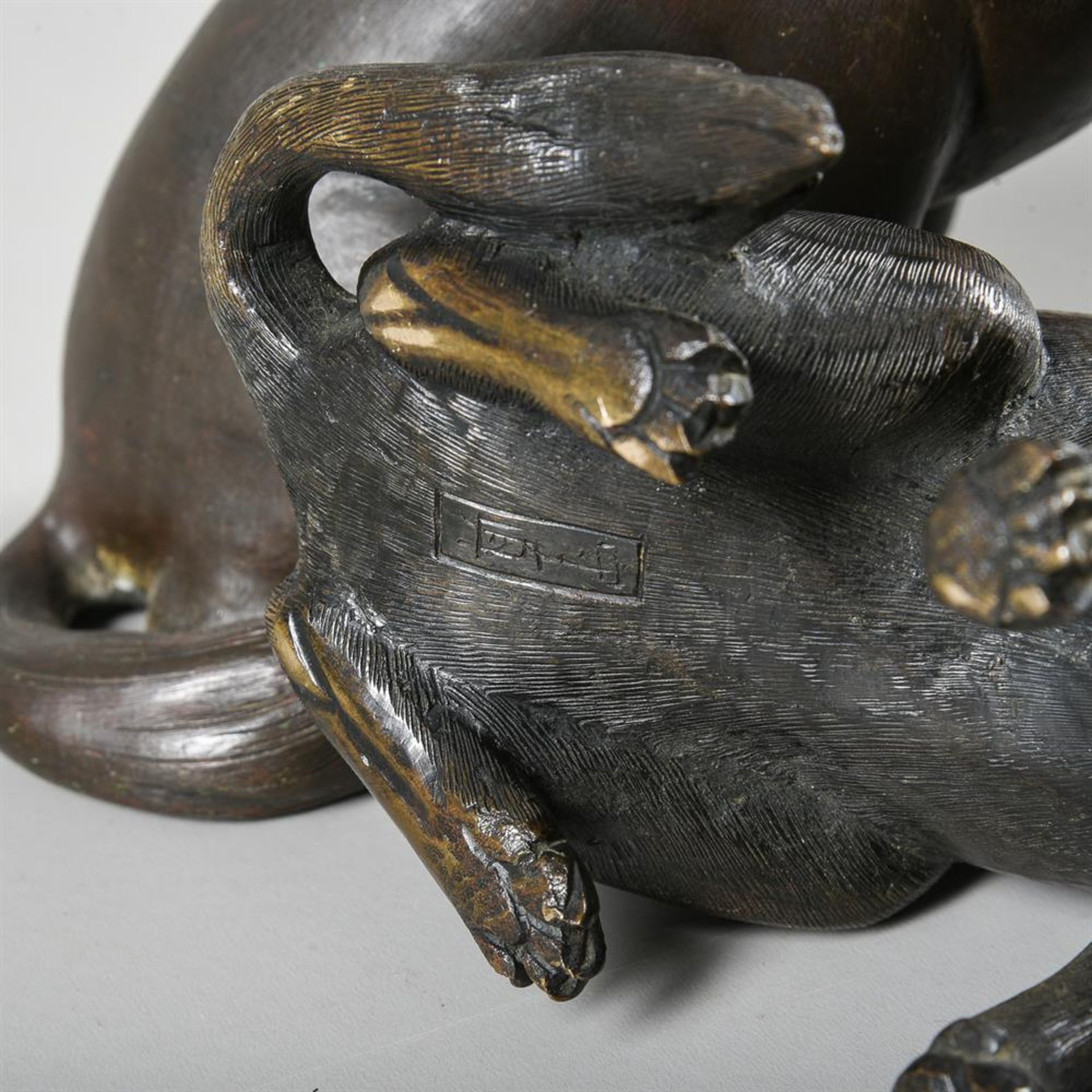 Two Japanese bronze models of Tanuki - Image 3 of 3