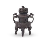 A Chinese bronze 'Dragon' censer and cover