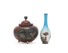 A Japanese Cloisonné Enamel Vase and Cover
