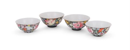 Two pairs of Chinese Famille Rose 'Millefleurs' bowls