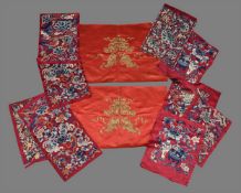 A group of ten various Chinese silk skirt panels