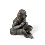 A Japanese bronze model of a Monkey