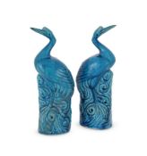 A pair of Chinese turquoise glazed storks