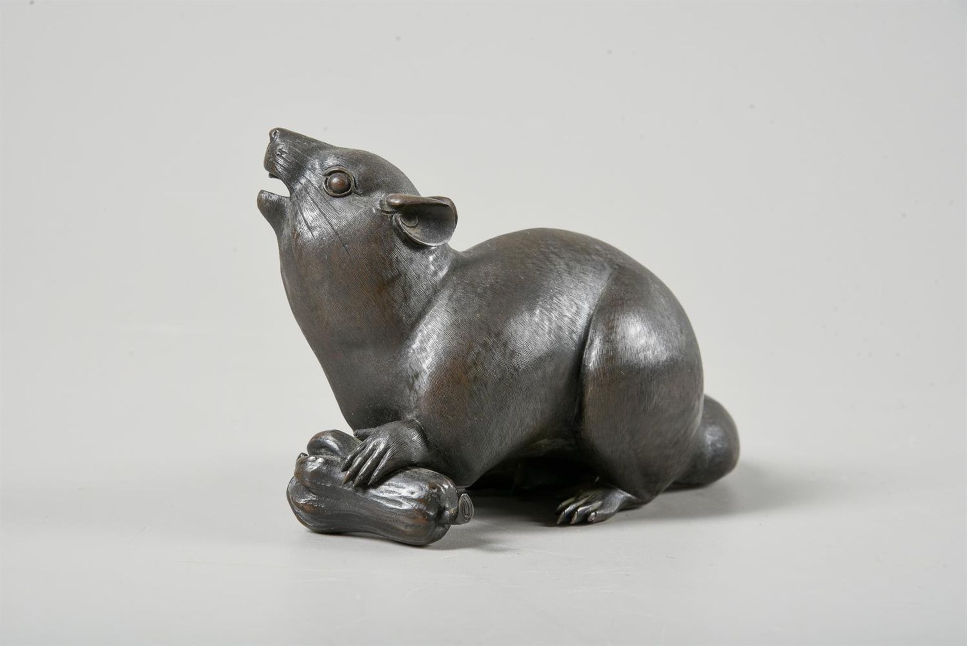 A Japanese bronze model of a treeshrew - Image 2 of 2