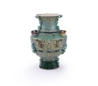 A Chinese Famille Verte archaistic vase