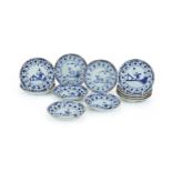 Eleven Chinese blue and white saucers