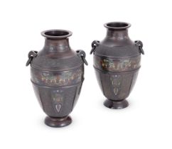 A pair of Chinese champlevé vases
