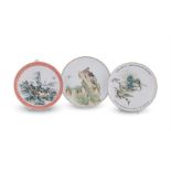 A group of three Chinese wall plates