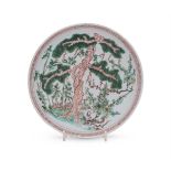 A Chinese Famille Verte 'Pine Tree' dish