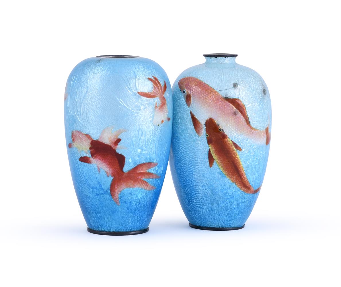 Kumeno Teitaro:: A Japanese Cloisonné and Tsuki-Jippo Enamel Vase - Image 3 of 5