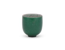 A Chinese crackle green glazed cup