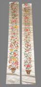 An exceptionally long pair of Chinese silk appliqués