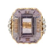 A FRENCH AMETHYST AND DIAMOND DRESS RING
