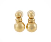 KIKI MCDONOUGH, A PAIR OF 18 CARAT GOLD DOUBLE ORB EARRINGS BIRMINGHAM, POSSIBLY 1990