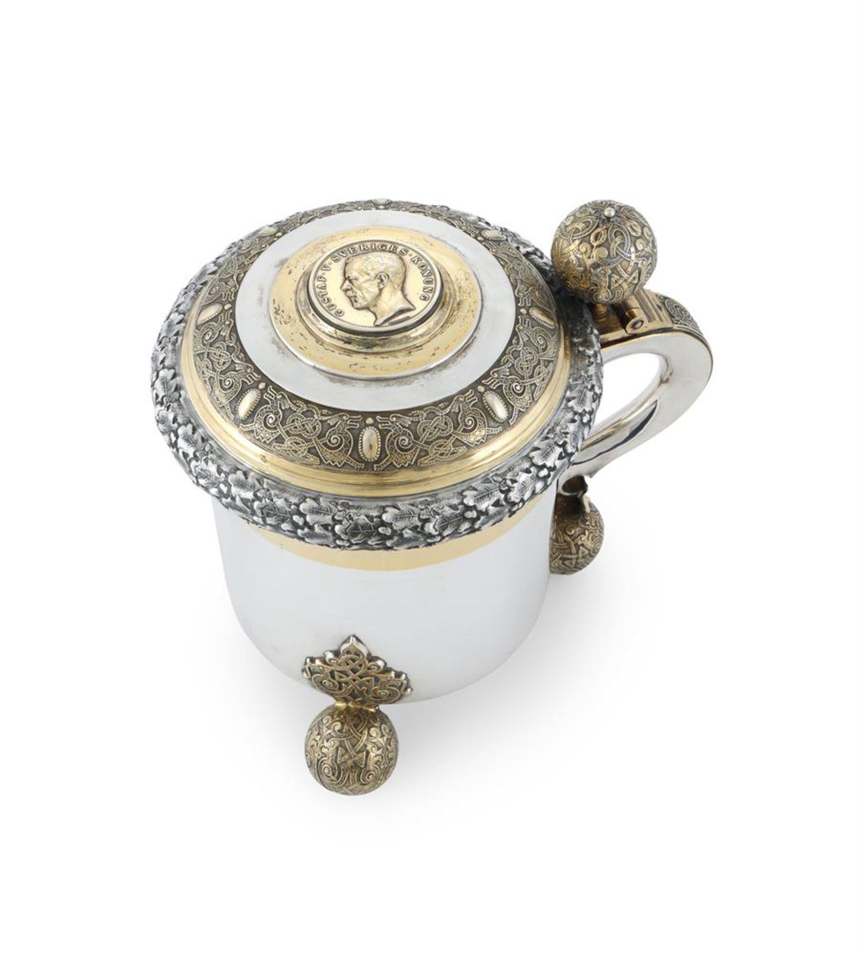 A SWEDISH SILVER AND SILVER GILT LIDDED TANKARD - Image 3 of 5