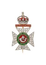 REGIMENTAL INTEREST, THE KING'S ROYAL RIFLES CORPS, A MID 20TH CENTURY DIAMOND AND ENAMEL BROOCH