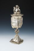 A VICTORIAN SILVER LOVING CUP AND COVER