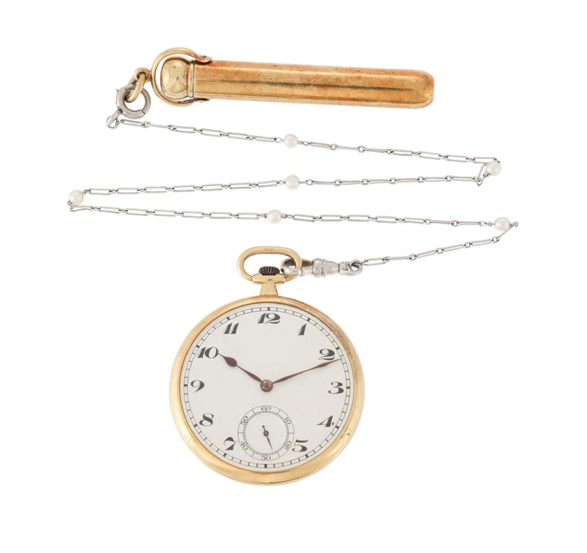 UNSIGNED, A SWISS 18 CARAT GOLD KEYLESS WIND OPEN FACE POCKET WATCH