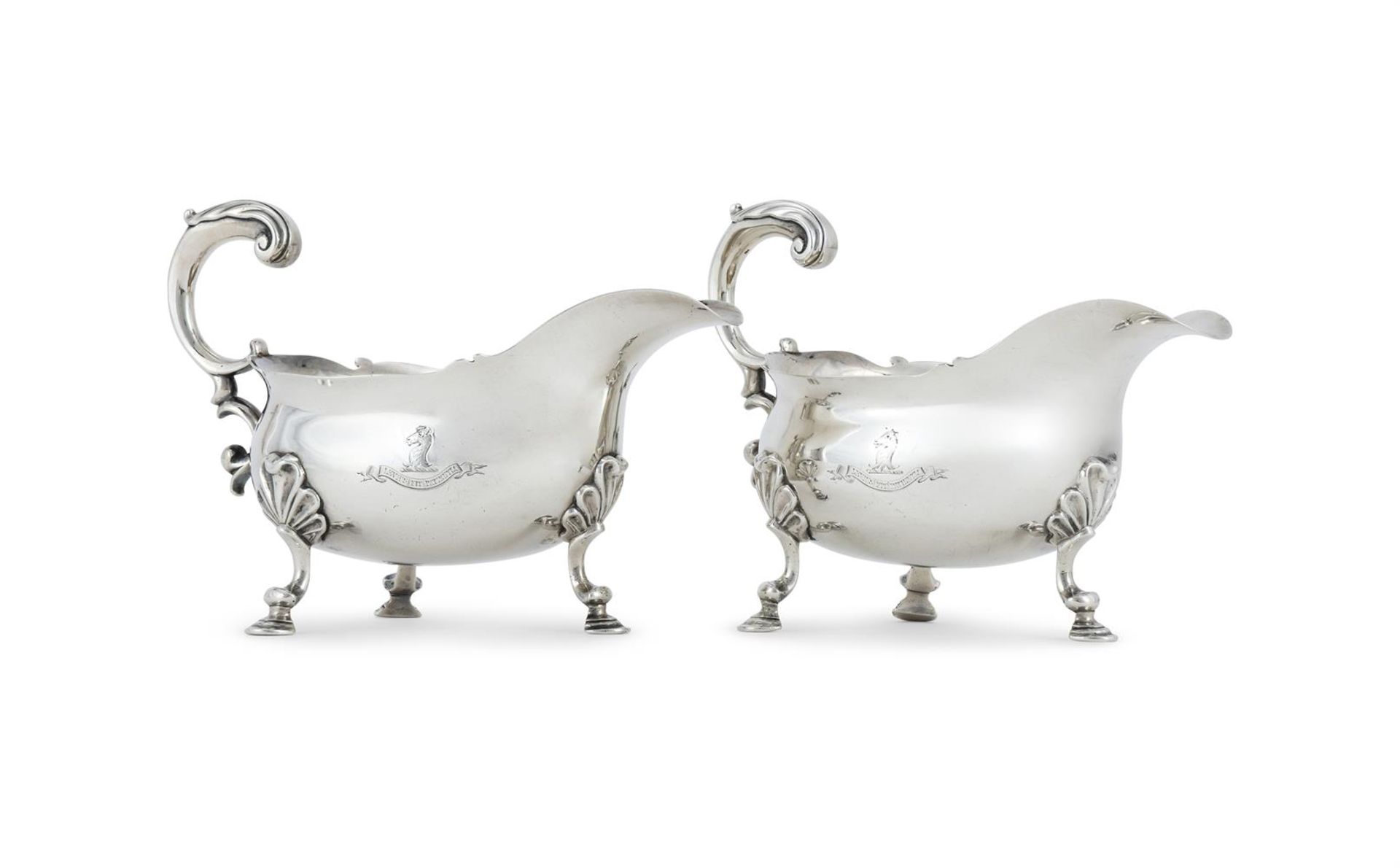 A PAIR OF GEORGE II SILVER OVAL SAUCE BOATS - Image 2 of 4