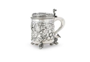 A NORWEGIAN SILVER PEG TANKARD