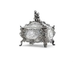 A GERMAN SILVER SHAPED OBLONG CASKET