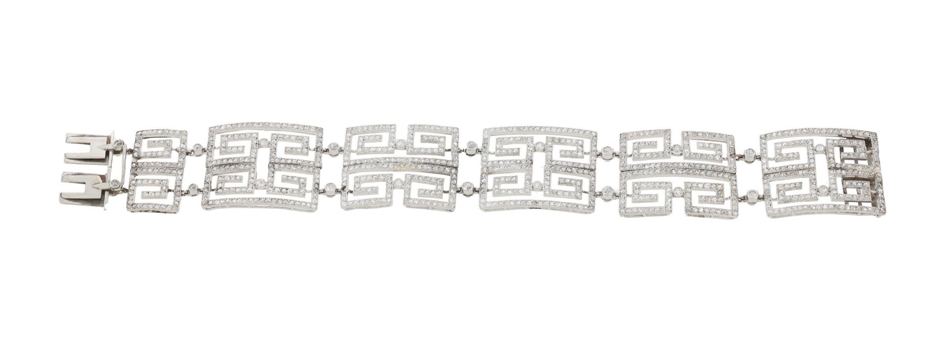 AN EARLY 20TH CENTURY AND LATER GREEK KEY DIAMOND BRACELET - Bild 2 aus 2