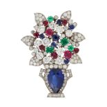 A MID 20TH CENTURY MULTI GEM GIARDINETTO BROOCH