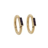 CARTIER, A PAIR OF MID 20TH CENTURY GOLD AND AMETHYST CLIPS