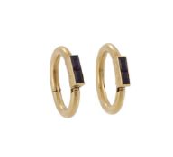 CARTIER, A PAIR OF MID 20TH CENTURY GOLD AND AMETHYST CLIPS