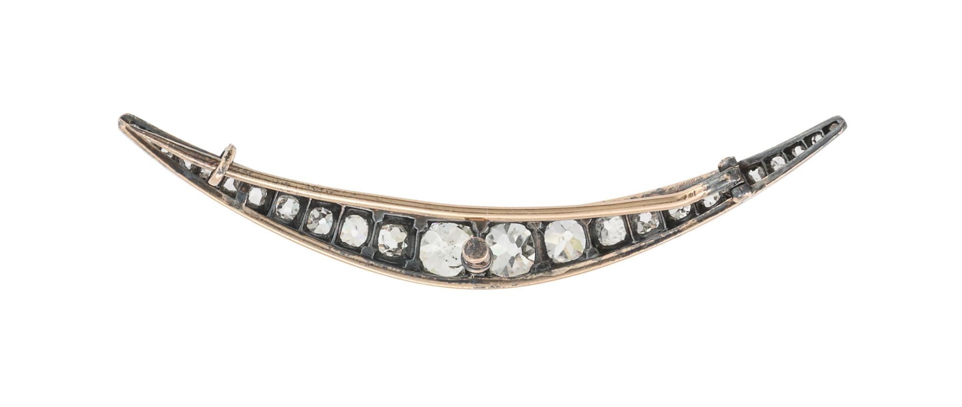 A LATE VICTORIAN DIAMOND CRESCENT BROOCH - Image 2 of 2