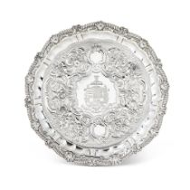 A GEORGE III SILVER SHAPED CIRCULAR SALVER