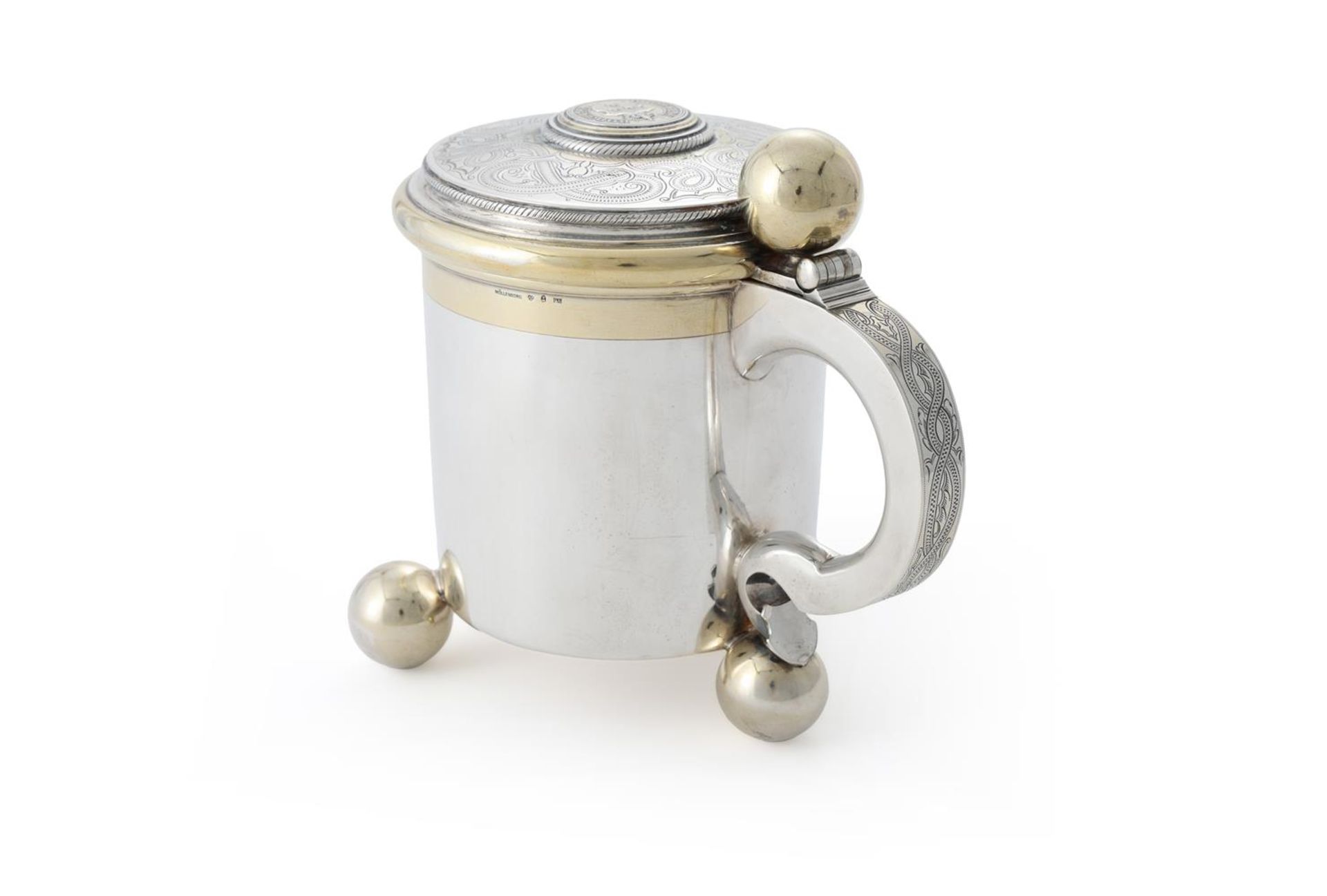 A SWEDISH SILVER AND SILVER GILT LIDDED TANKARD - Image 4 of 5