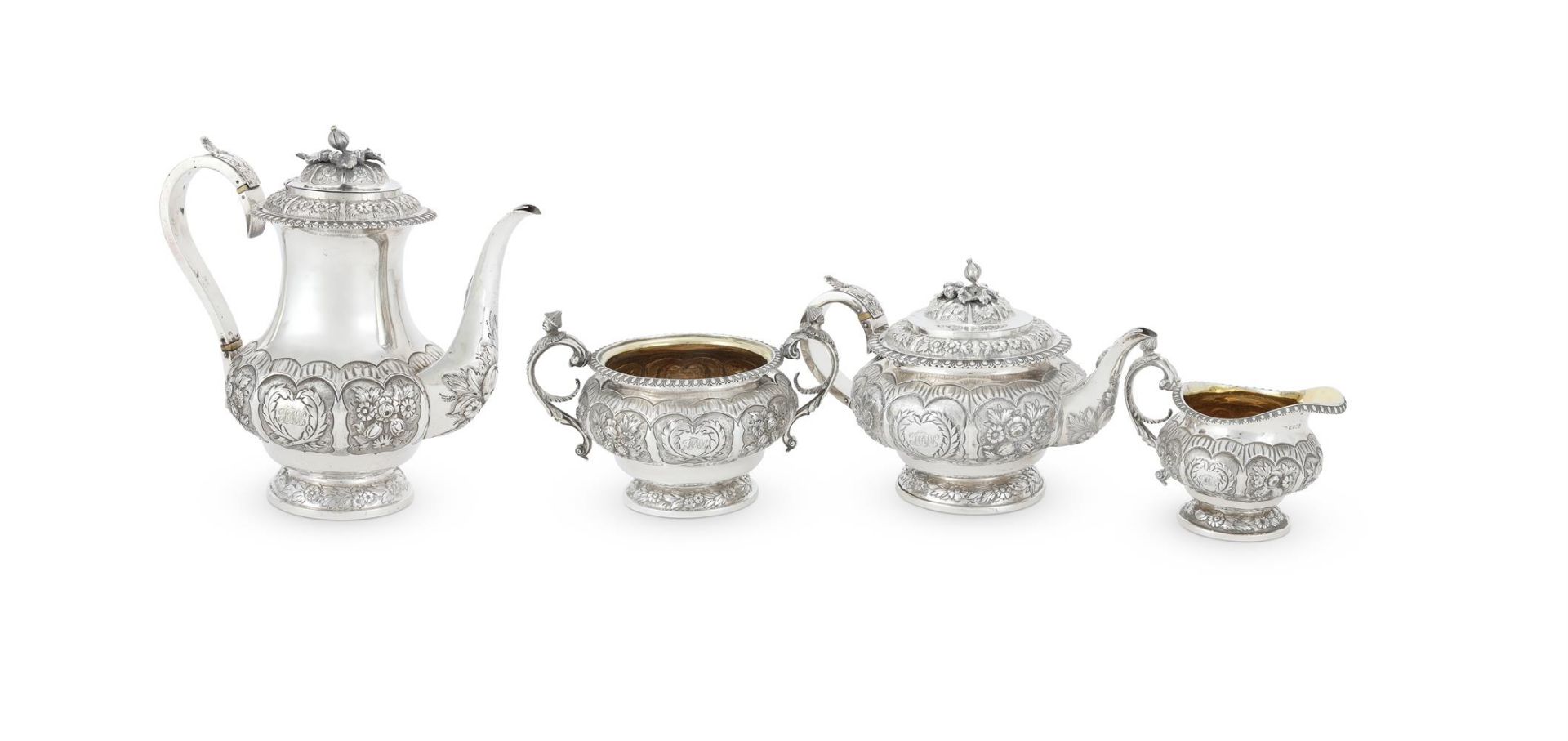 Y A SILVER MATCHED FOUR PIECE BALUSTER TEA AND COFFEE SET