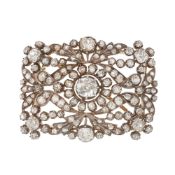 AN ANTIQUE AND LATER DIAMOND PANEL BROOCH