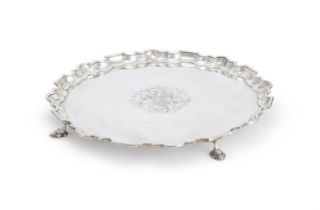 A GEORGE II SILVER SHAPED CIRCULAR SALVER