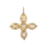 A MID 19TH CENTURY OVAL CUT TOPAZ CROSS PENDANT, CIRCA 1840 AND LATER