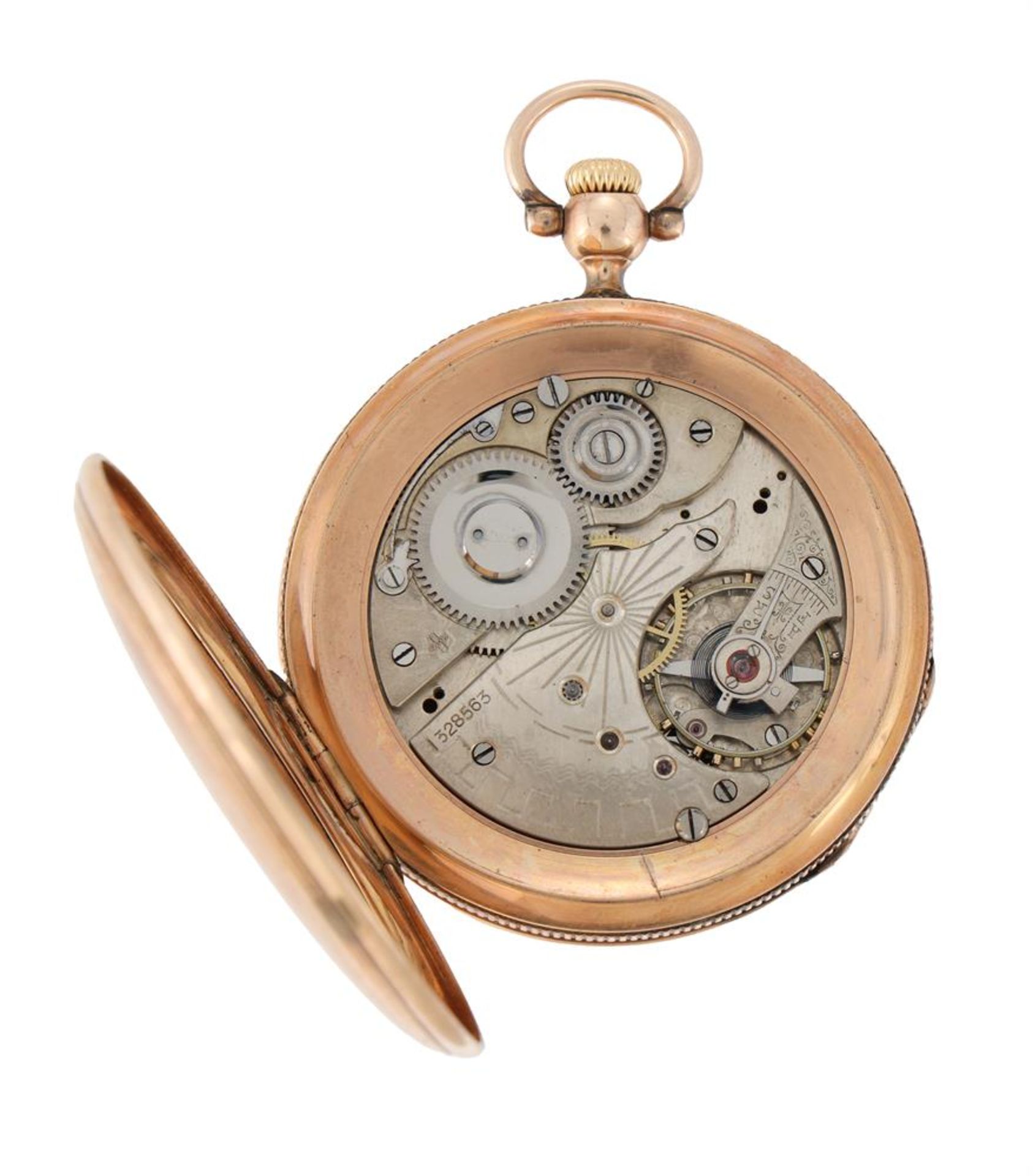UNSIGNED, A GOLD KEYLESS WIND OPEN FACE POCKET WATCH - Image 2 of 2