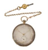 UNSIGNED, A GOLD AND ENAMEL OPEN FACE POCKET WATCH