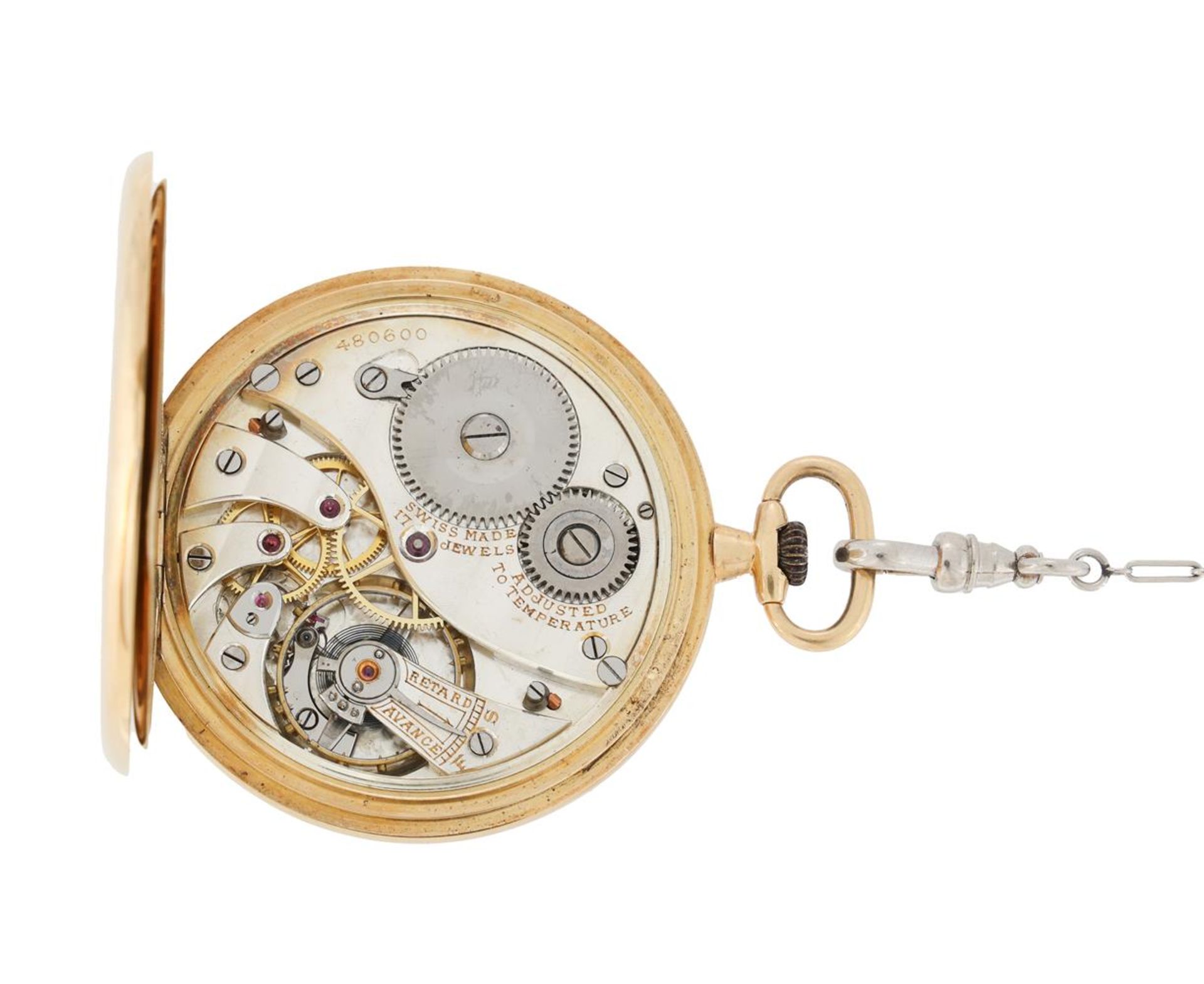 UNSIGNED, A SWISS 18 CARAT GOLD KEYLESS WIND OPEN FACE POCKET WATCH - Image 3 of 4