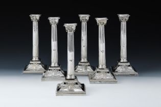 A SET OF SIX VICTORIAN SILVER CANDLESTICKS