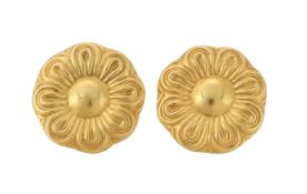 LALAOUNIS, A PAIR OF FLOWER HEAD EARRINGS