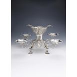 A GEORGE III SILVER EPERGNE WITH LATER SILVER COLOURED BRANCHES AND DISHES