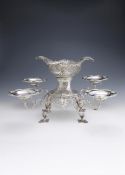 A GEORGE III SILVER EPERGNE WITH LATER SILVER COLOURED BRANCHES AND DISHES