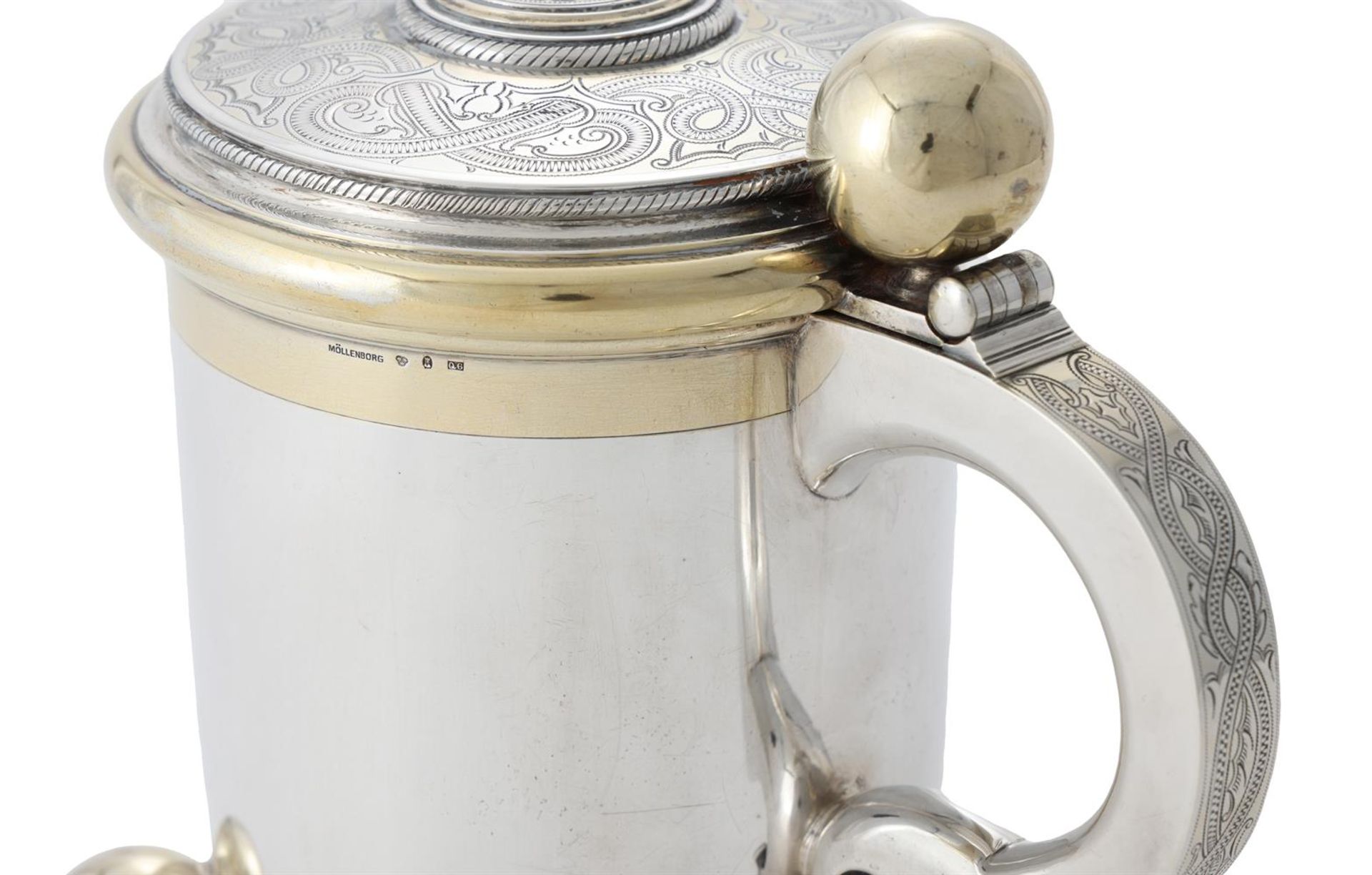 A SWEDISH SILVER AND SILVER GILT LIDDED TANKARD - Image 5 of 5