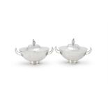 A MATCHED PAIR OF SWEDISH SILVER OVAL SAUCE TUREENS AND COVERS