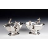 A PAIR OF VICTORIAN SILVER TWO HANDLED BOWLS