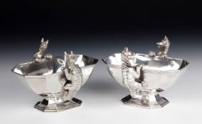 A PAIR OF VICTORIAN SILVER TWO HANDLED BOWLS