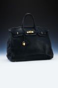 HERMÈS, BIRKIN 40, A BLACK CLEMENCE LEATHER HANDBAG, CIRCA 2008