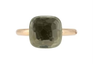 POMELLATO, NUDO, AN 18 CARAT GOLD AND PALE GREEN QUARTZ DRESS RING